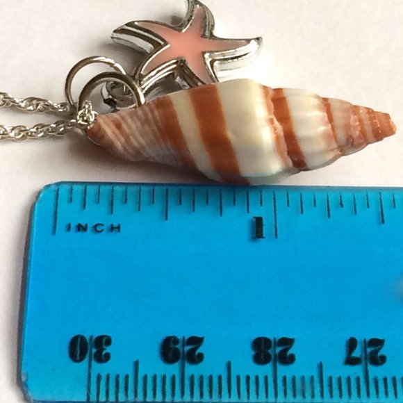 Natural Sea Shell Necklace 24" Silver Plated Starfish Island Beach Mermaid - Picture 8 of 9